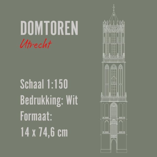 Domtoren - Utrecht 1:150 (74,6 cm hoog) WIT