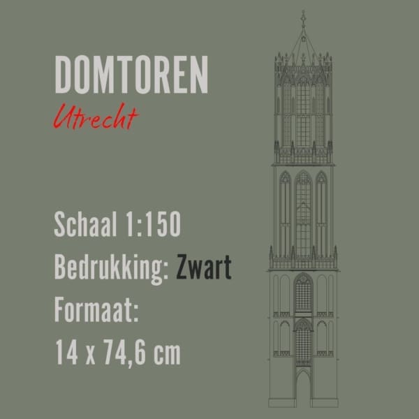 Domtoren - Utrecht 1:150 (74,6 cm hoog) ZWART