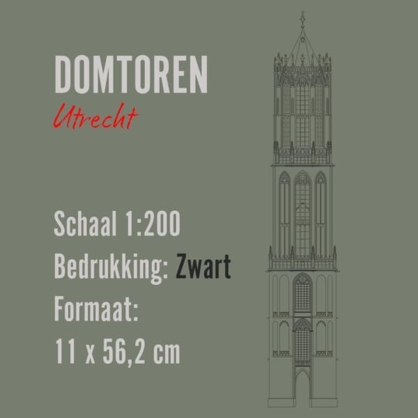 Domtoren - Utrecht 1:200 (56,2 cm hoog) ZWART