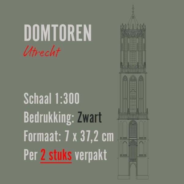 Domtoren - Utrecht 1:300 (37,2 cm hoog - 2 stuks) ZWART